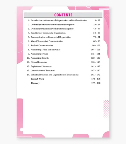 icse class 10 commercial applications book contents