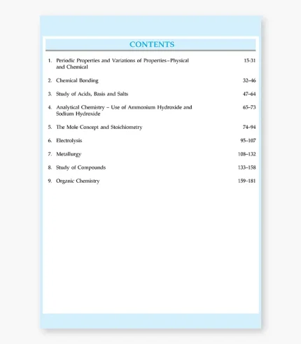 icse class 10 certificate chemistry book contents