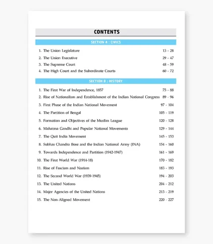 icse class 10 history and civics book contents