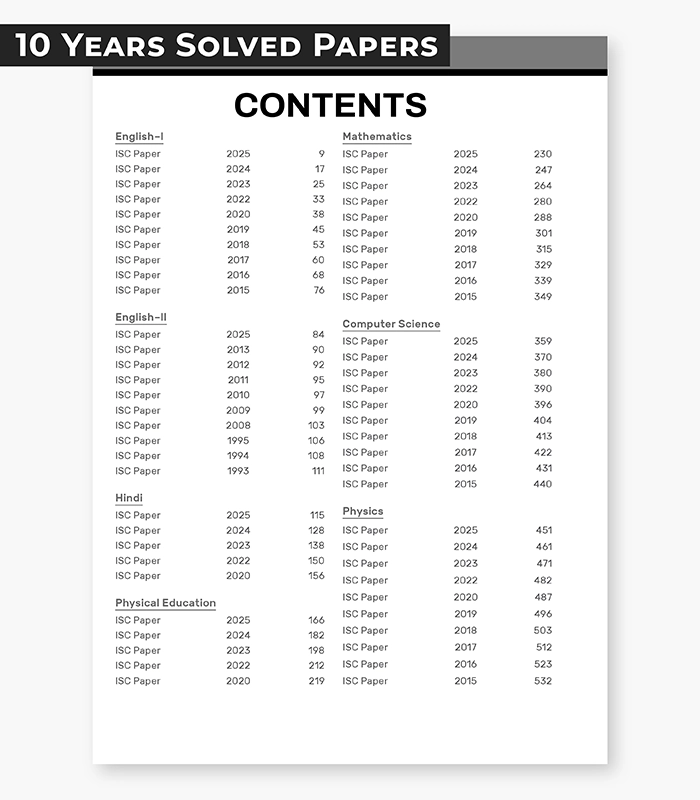36 Sample Question Papers and 10 Years Solved Papers Science Stream Bundle for ISC Class 12 2026 2