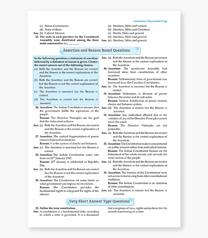 Political Science Question Bank for CBSE Class 11 Exam 4