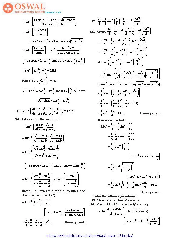 NCERT Solutions for Class 12 Maths Inverse Trigonometric Functions part 12