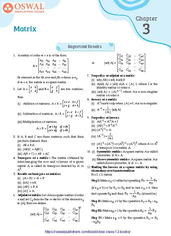 NCERT Solutions for Class 12 Maths Matrix part 1