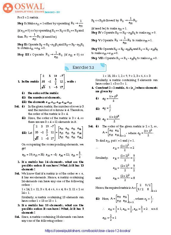 NCERT Solutions for Class 12 Maths Matrix part 2