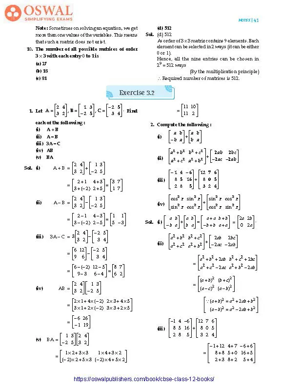 NCERT Solutions for Class 12 Maths Matrix part 5