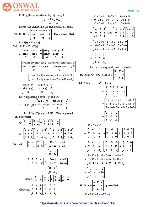 NCERT Solutions for Class 12 Maths Matrix part 9