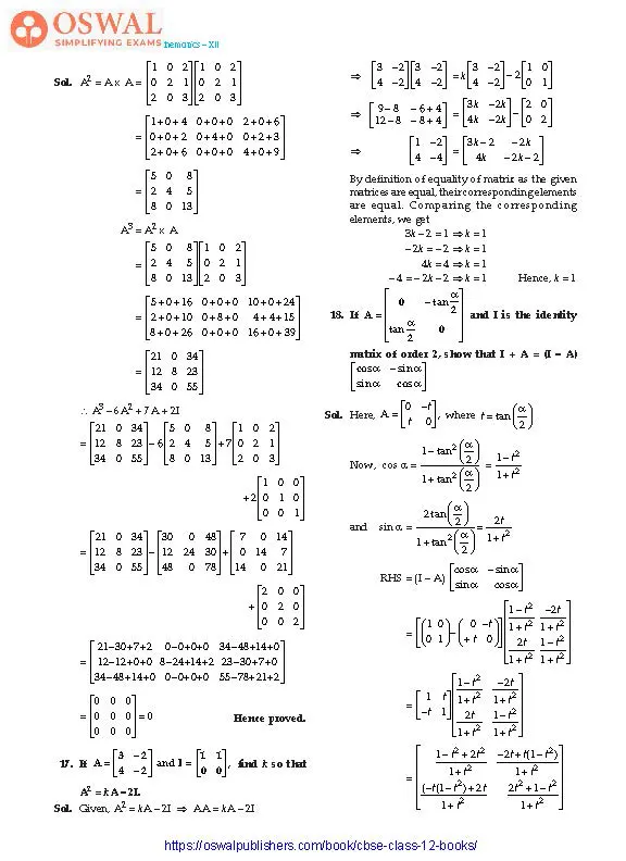 NCERT Solutions for Class 12 Maths Matrix part 10