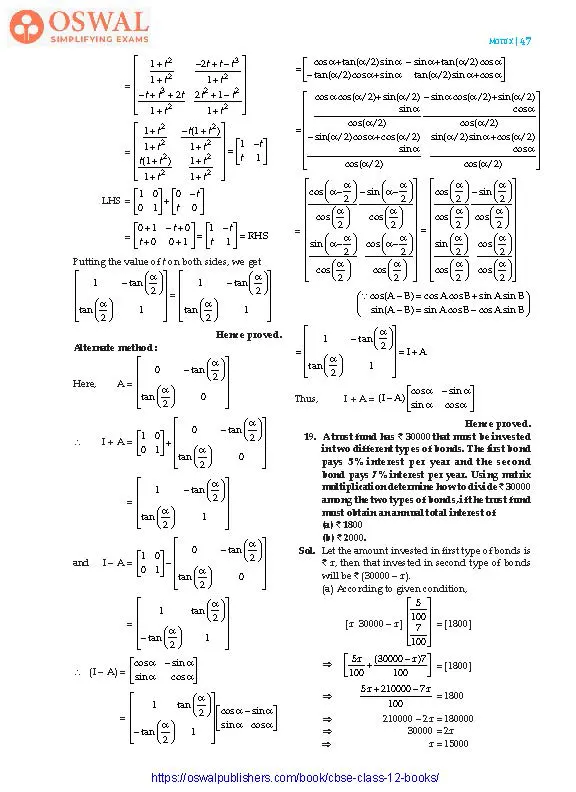 NCERT Solutions for Class 12 Maths Matrix part 11