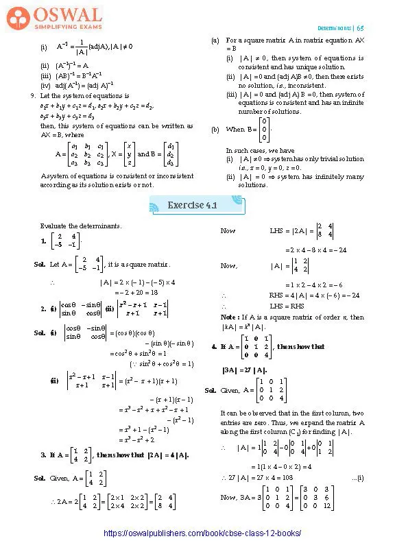 NCERT Solutions for class 12Maths Determinants part 2