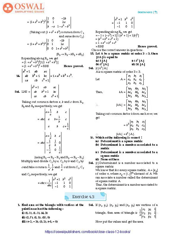NCERT Solutions for class 12Maths Determinants part 8