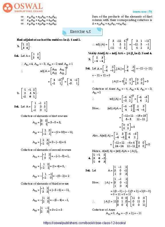 NCERT Solutions for class 12Maths Determinants part 12