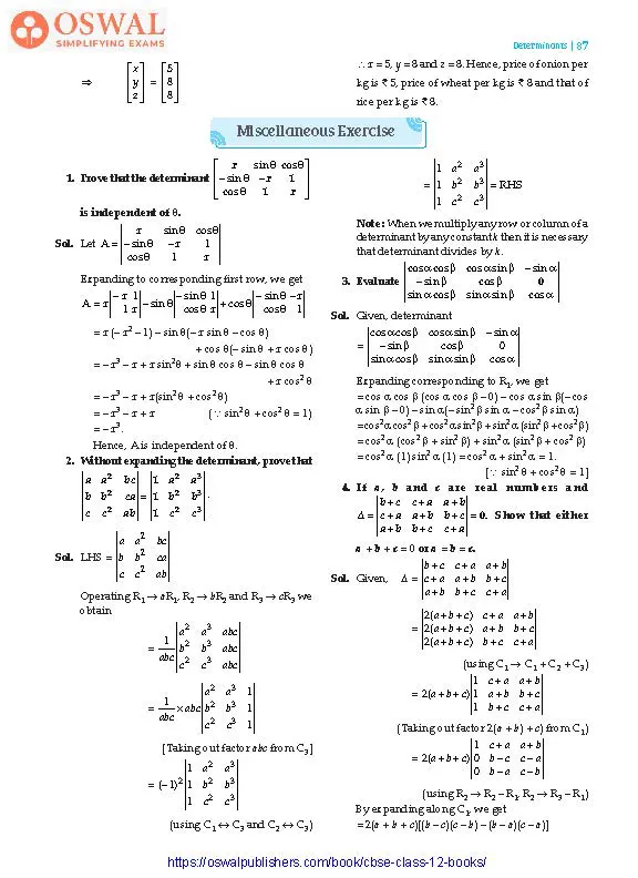NCERT Solutions for class 12Maths Determinants part 24