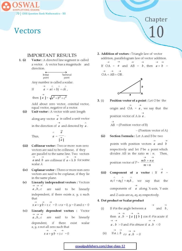 NCERT Solutions for Class 12 Maths Vectors part 1