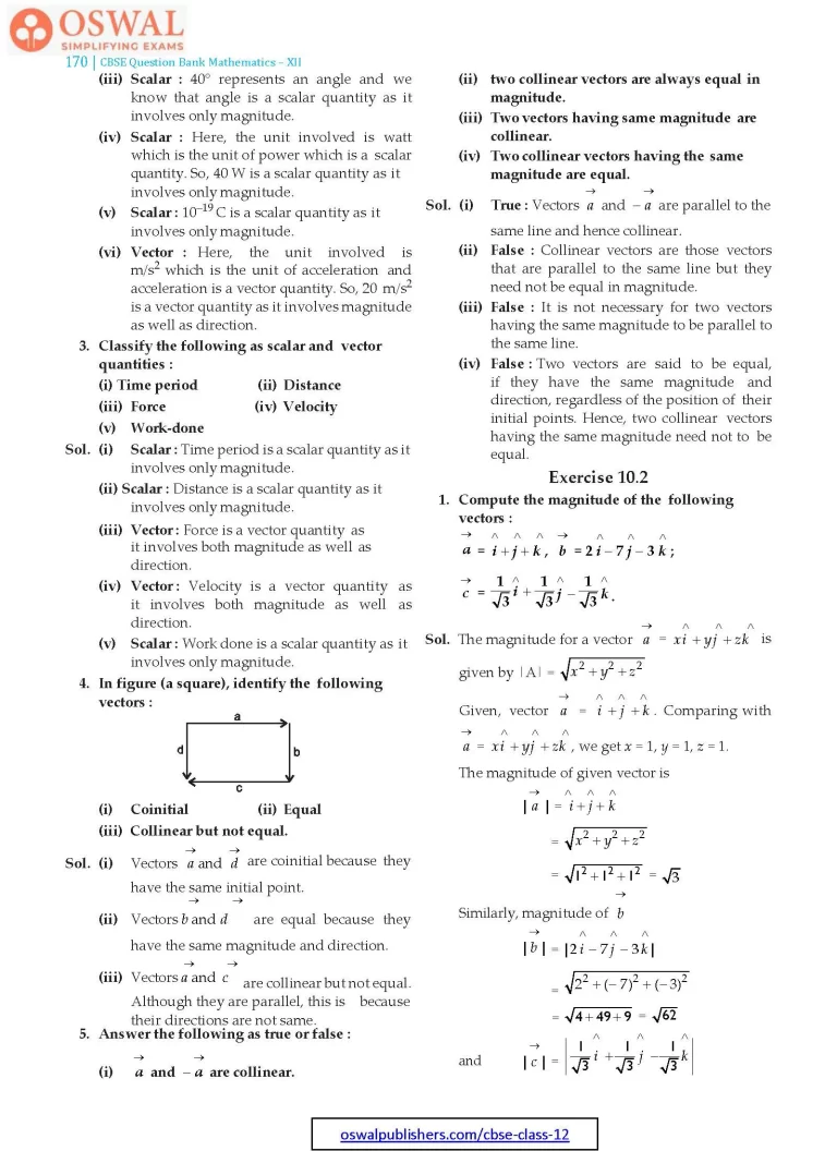 NCERT Solutions for Class 12 Maths Vectors part 3