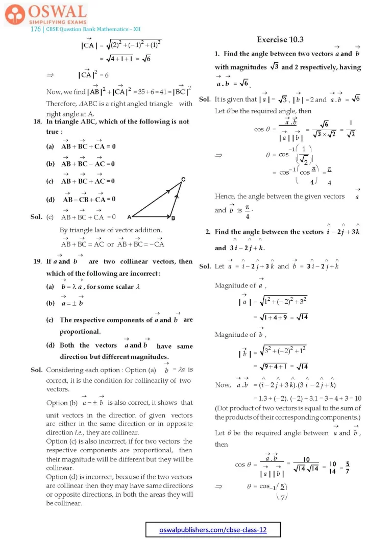NCERT Solutions for Class 12 Maths Vectors part 9