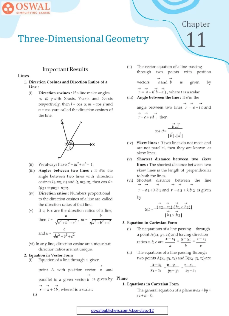 NCERT Solutions for Class 12 Maths Three Dimensional Geometry part 1