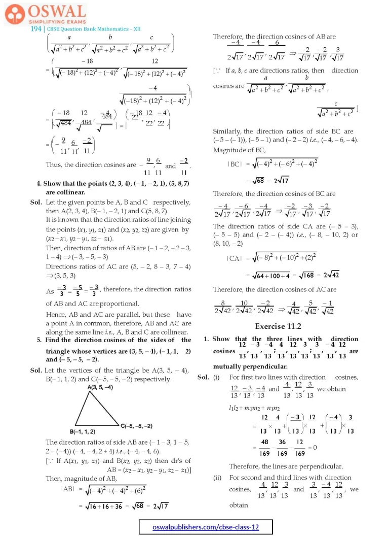 NCERT Solutions for Class 12 Maths Three Dimensional Geometry part 3