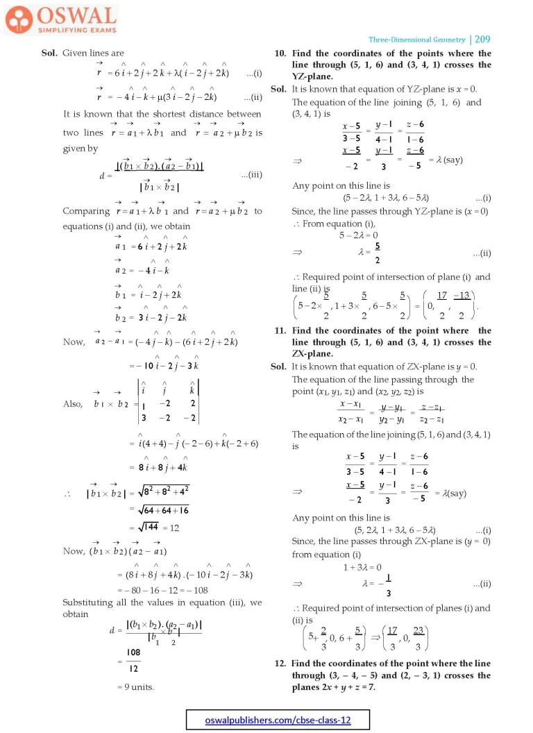 NCERT Solutions for Class 12 Maths Three Dimensional Geometry part 18