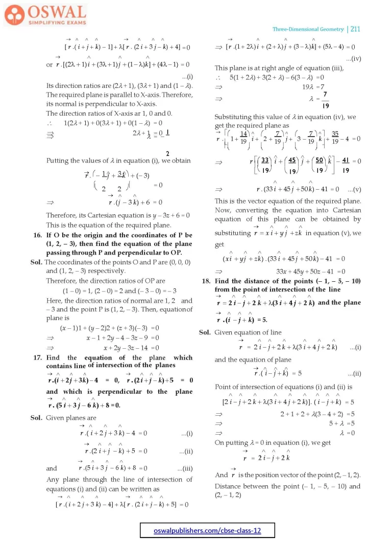 NCERT Solutions for Class 12 Maths Three Dimensional Geometry part 20