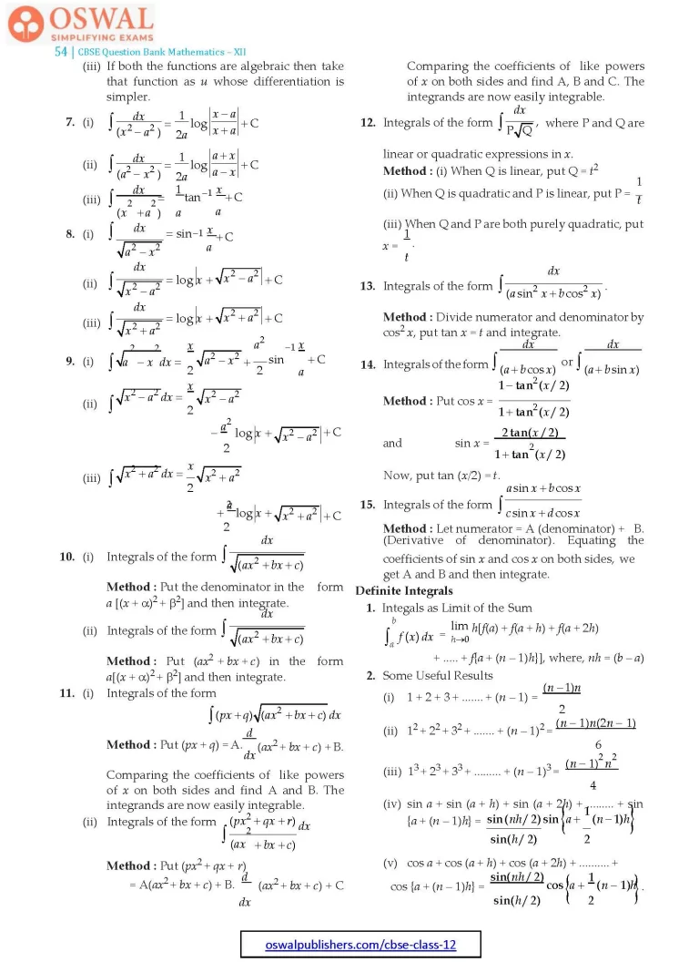 NCERT Solutions for Class 12 Maths Integrals part 2