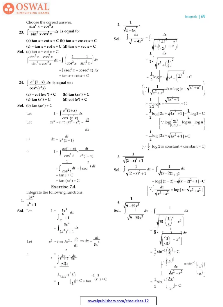 NCERT Solutions for Class 12 Maths Integrals part 19