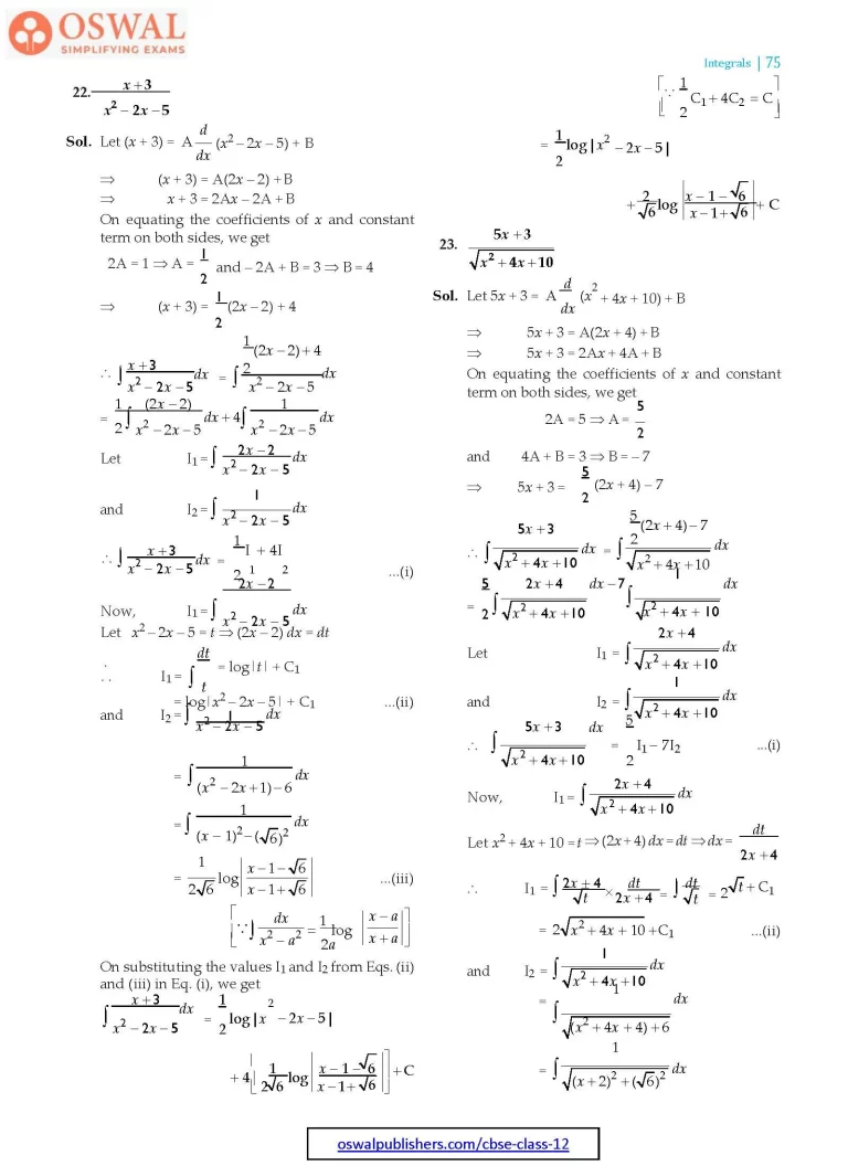 NCERT Solutions for Class 12 Maths Integrals part 27