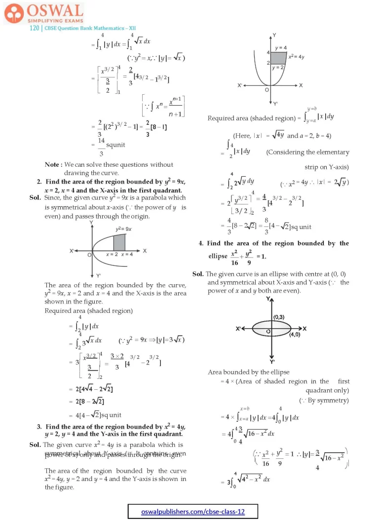 NCERT Solutions for Class 12 Maths Applications of the Integrals part 2