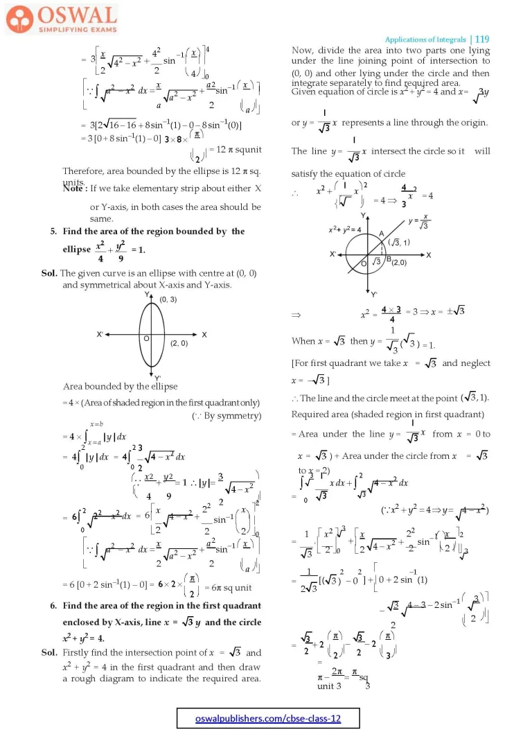 NCERT Solutions for Class 12 Maths Applications of the Integrals part 3