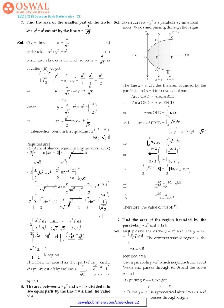 NCERT Solutions for Class 12 Maths Applications of the Integrals part 4