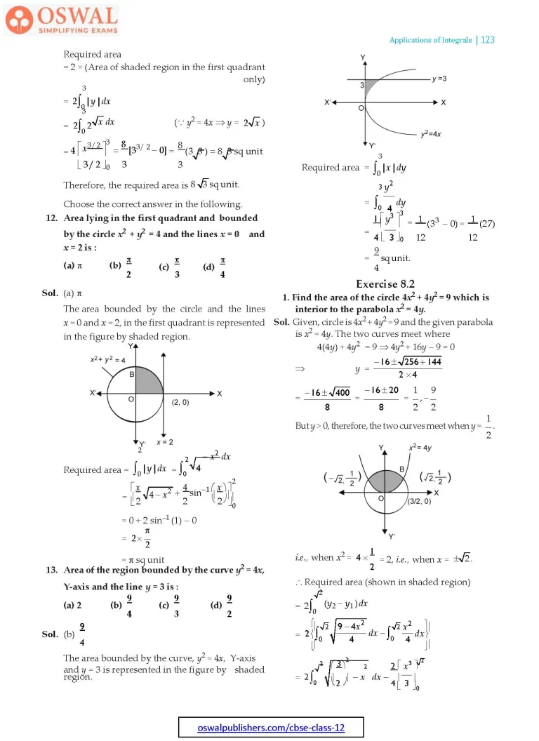NCERT Solutions for Class 12 Maths Applications of the Integrals part 7
