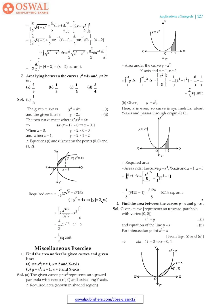 NCERT Solutions for Class 12 Maths Applications of the Integrals part 11