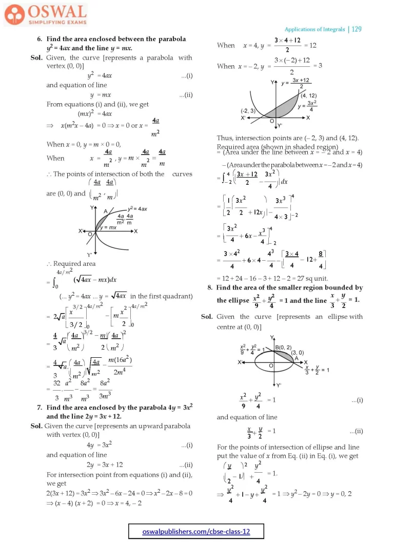 NCERT Solutions for Class 12 Maths Applications of the Integrals part 13