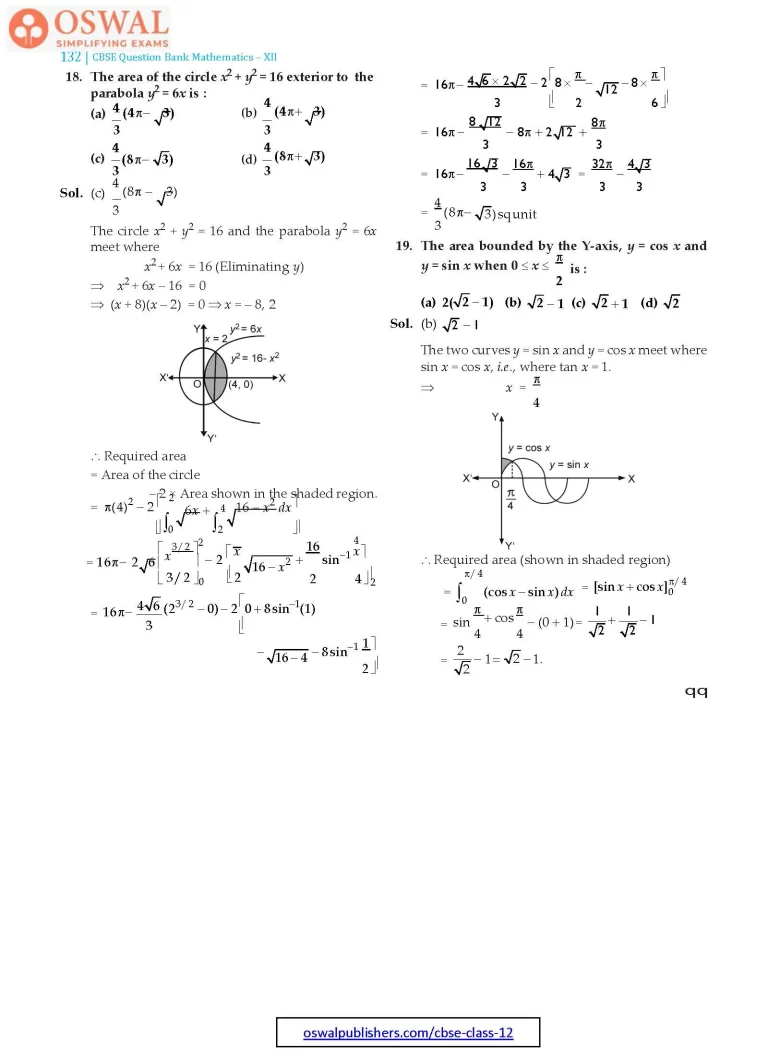 NCERT Solutions for Class 12 Maths Applications of the Integrals part 18