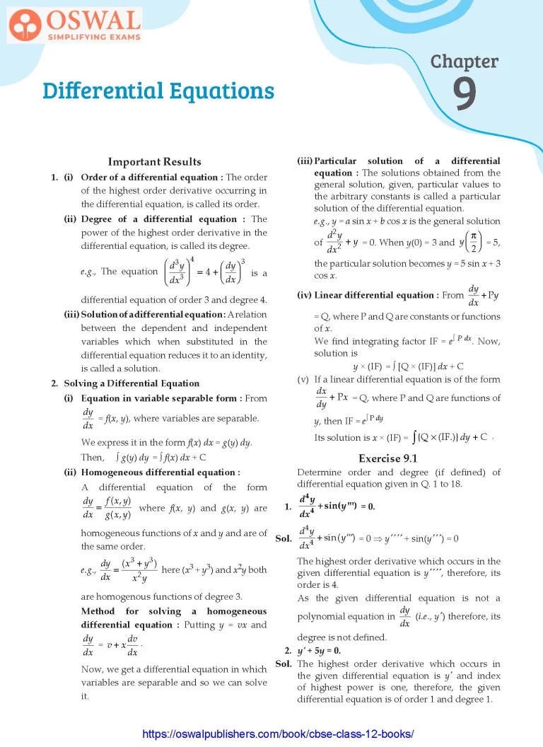 NCERT Solutions for Class 12 Maths Differential Equations part 1
