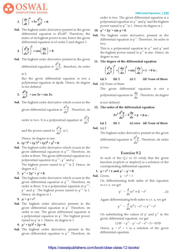 NCERT Solutions for Class 12 Maths Differential Equations part 2