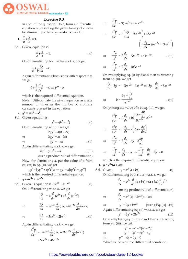 NCERT Solutions for Class 12 Maths Differential Equations part 5