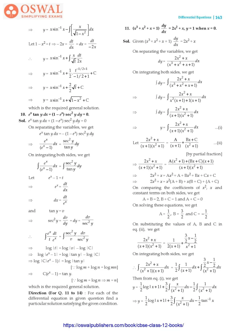 NCERT Solutions for Class 12 Maths Differential Equations part 10