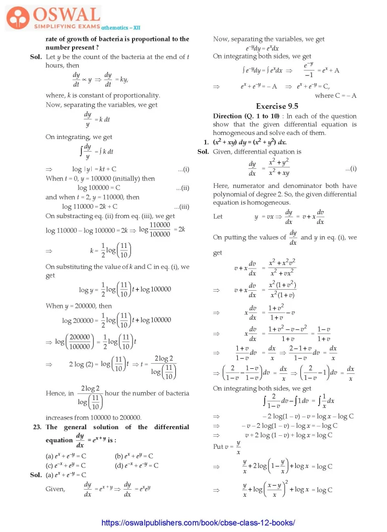 NCERT Solutions for Class 12 Maths Differential Equations part 15
