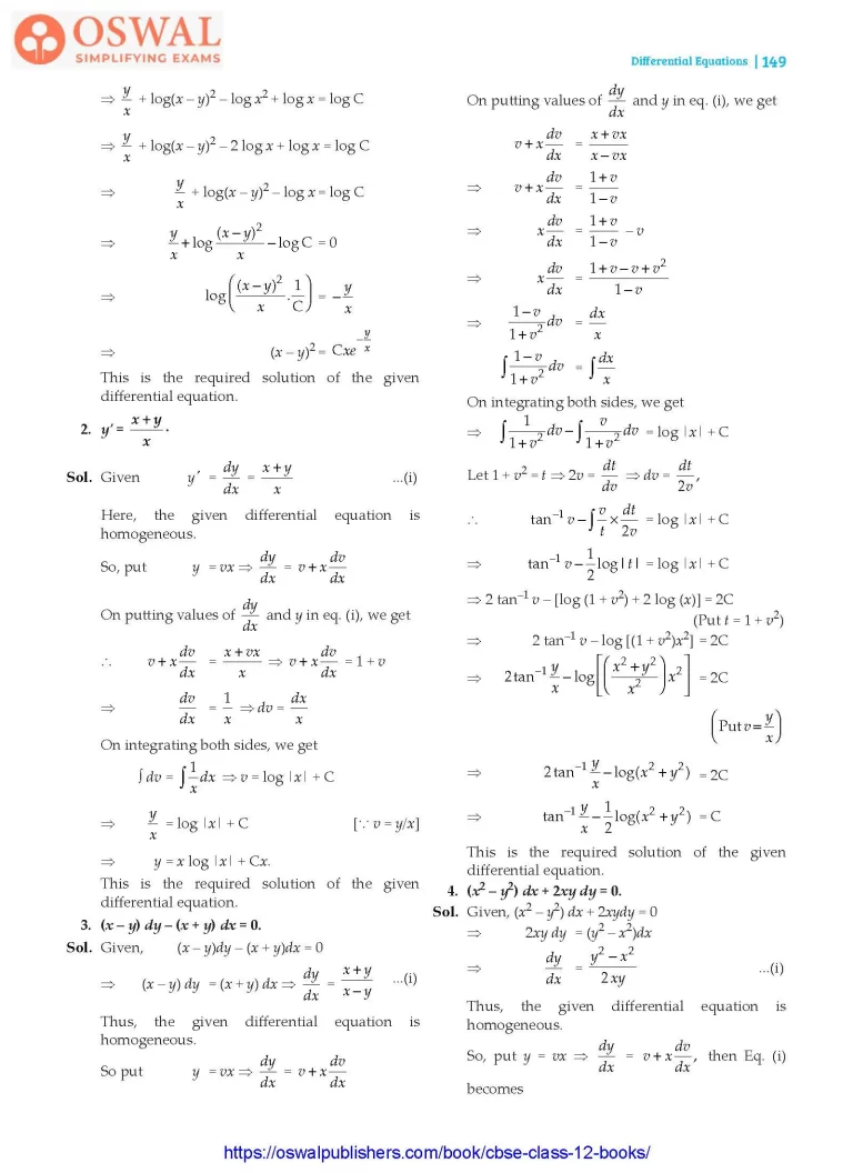 NCERT Solutions for Class 12 Maths Differential Equations part 16