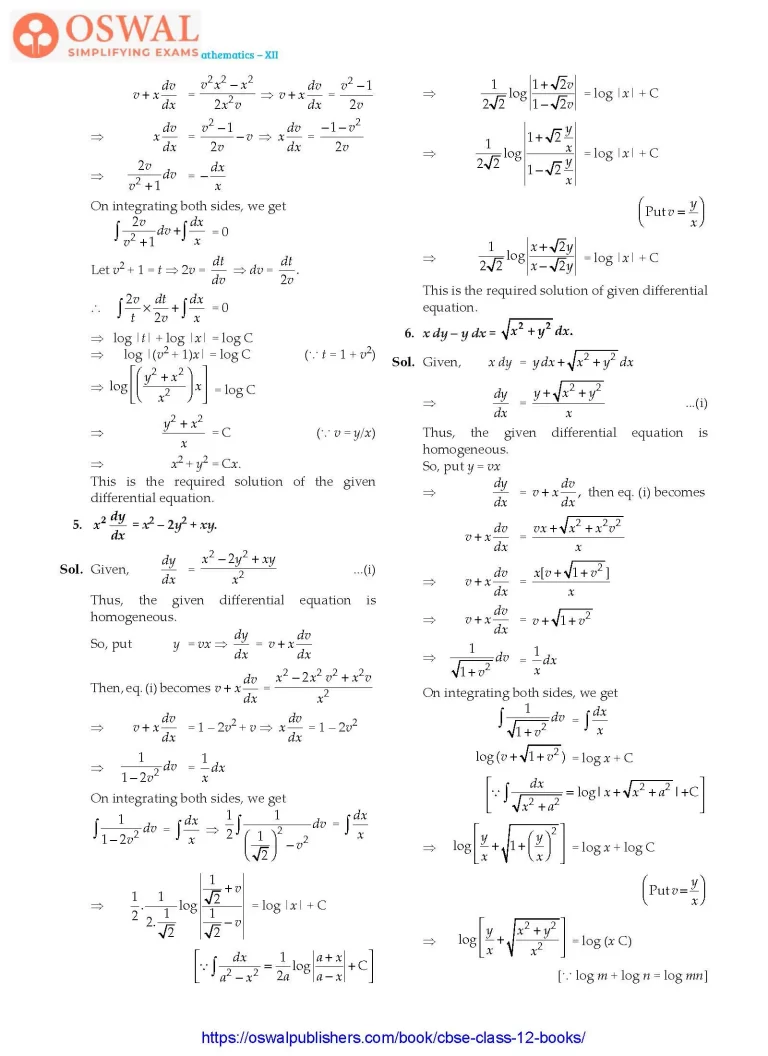 NCERT Solutions for Class 12 Maths Differential Equations part 17