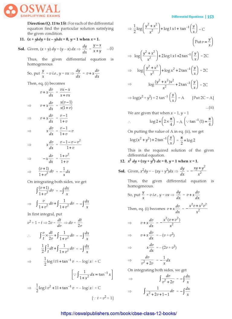NCERT Solutions for Class 12 Maths Differential Equations part 20