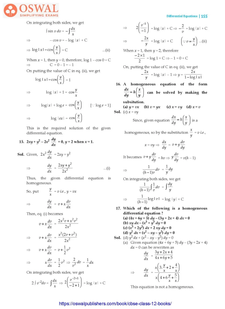 NCERT Solutions for Class 12 Maths Differential Equations part 22