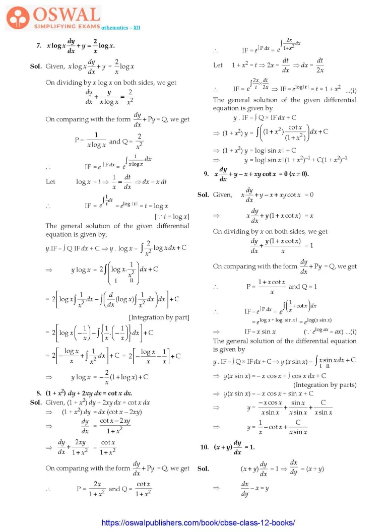 NCERT Solutions for Class 12 Maths Differential Equations part 25
