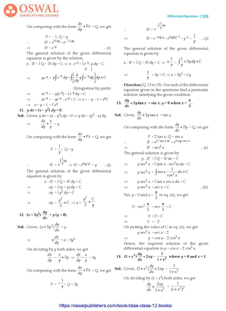 NCERT Solutions for Class 12 Maths Differential Equations part 26