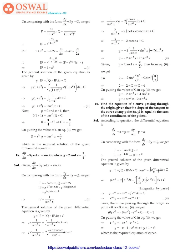NCERT Solutions for Class 12 Maths Differential Equations part 27