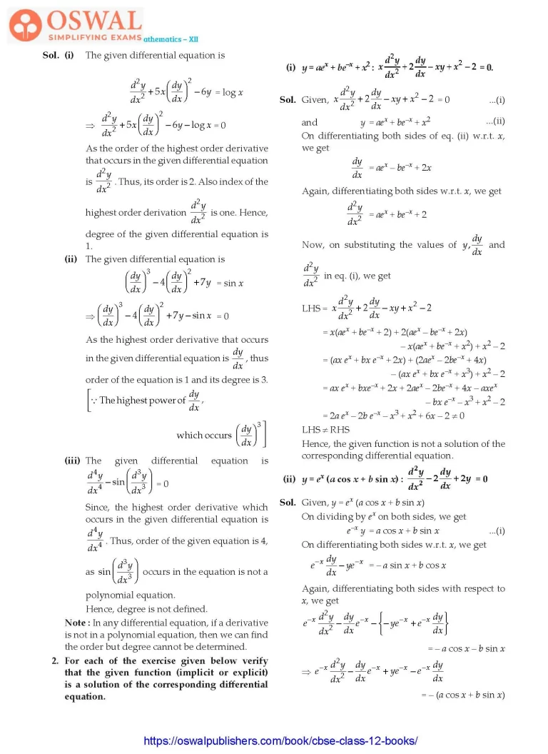 NCERT Solutions for Class 12 Maths Differential Equations part 29