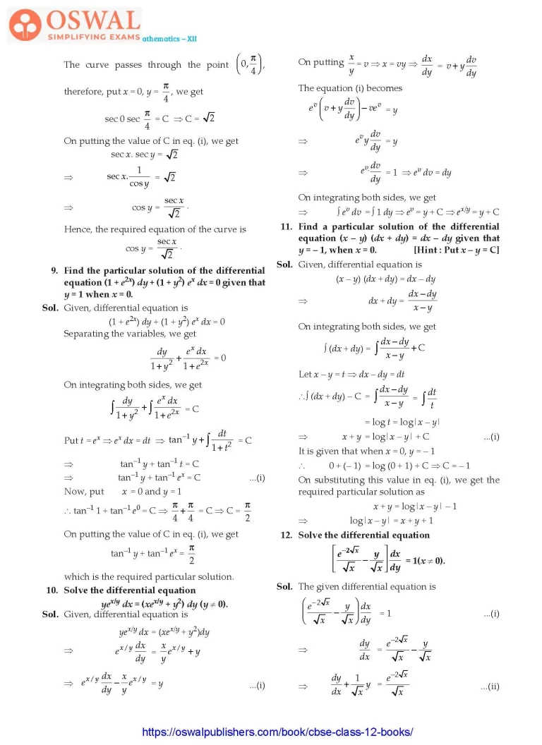 NCERT Solutions for Class 12 Maths Differential Equations part 33
