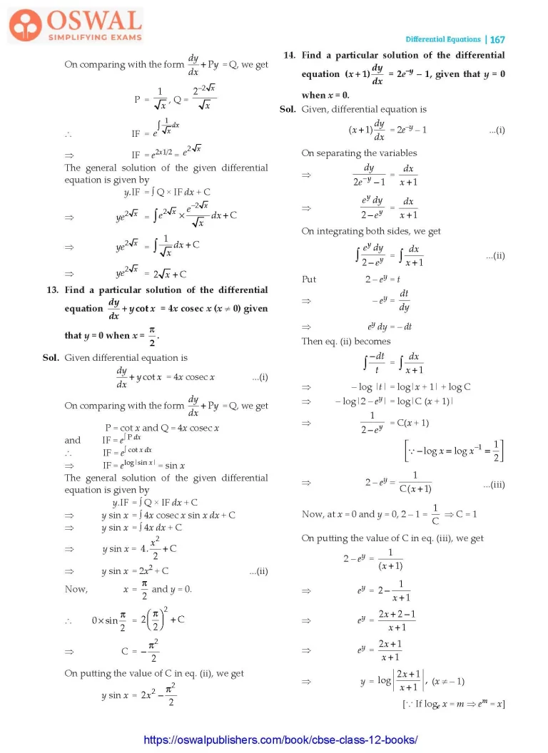 NCERT Solutions for Class 12 Maths Differential Equations part 34