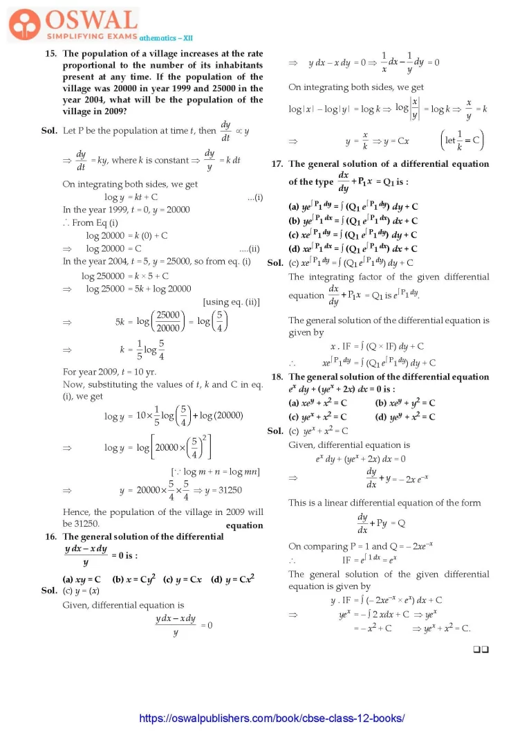 NCERT Solutions for Class 12 Maths Differential Equations part 35