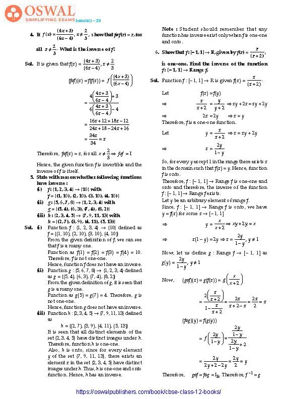 NCERT Solutions for Class 12 Maths Relations and Functions part 10